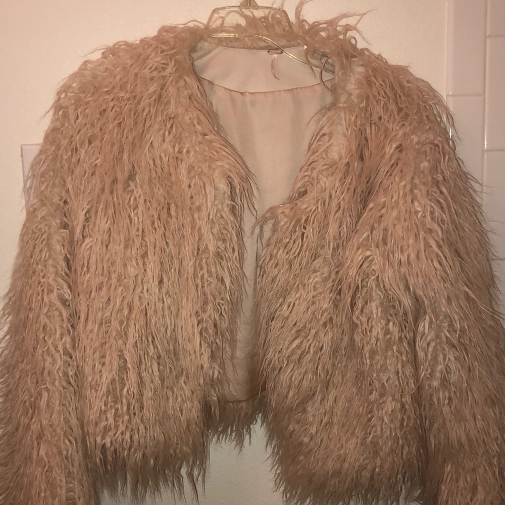 Pink fur coat